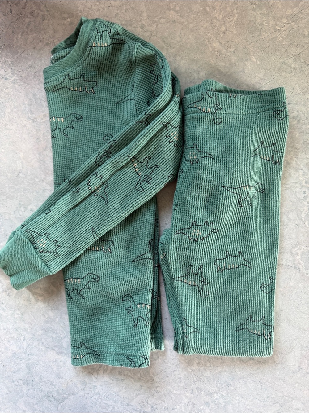 Carter's Green Dinosaur Thermal Pajama Set